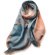 (F   blue  pink.)lady scarf Stripe grid shawl elegant Ladies wind Autumn and Winter scarf imitate sheep velvet