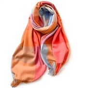 (F   orange.)lady scarf Stripe grid shawl elegant Ladies wind Autumn and Winter scarf imitate sheep velvet