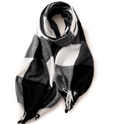 (F  black and white.)lady scarf Stripe grid shawl elegant Ladies wind Autumn and Winter scarf imitate sheep velvet