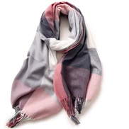(F   pink gray .)lady scarf Stripe grid shawl elegant Ladies wind Autumn and Winter scarf imitate sheep velvet