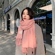 (70*200CM)( g  BB pink)g pure color imitate sheep velvet scarf woman Winter thick warm tassel color shawl scarf