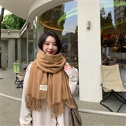 (70*200CM)( g   camel)g pure color imitate sheep velvet scarf woman Winter thick warm tassel color shawl scarf