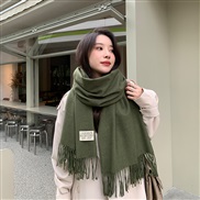 (70*200CM)( g   Army green)g pure color imitate sheep velvet scarf woman Winter thick warm tassel color shawl scarf