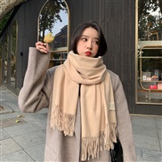 (70*200CM)( g   Beige)g pure color imitate sheep velvet scarf woman Winter thick warm tassel color shawl scarf