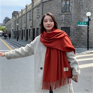 (70*200CM)( g   red )g pure color imitate sheep velvet scarf woman Winter thick warm tassel color shawl scarf