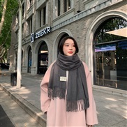 (70*200CM)( g    gray )g pure color imitate sheep velvet scarf woman Winter thick warm tassel color shawl scarf