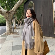 (70*200CM)( g   gray )g pure color imitate sheep velvet scarf woman Winter thick warm tassel color shawl scarf