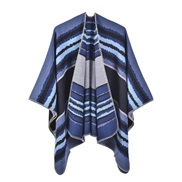 ( Navy blue)retro Autumn and Winter shawl Nepal wind imitate sheep velvet Jacquard warm slit scarf