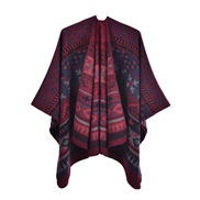 (rhombus  Red wine)Autumn and Winter knitting slit big shawl Bohemia ethnic style warm