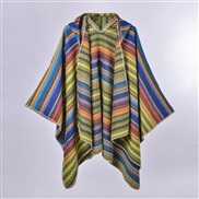 (130x150cm)( Color Yellow and green)Autumn and Winter hooded slit lady shawl fashion color Stripe shawl