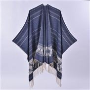 (130x150cm)(rhombus  Navy blue) scarf shawl brief fashion slit imitate sheep velvet four two woman tassel knitting wind