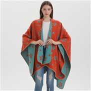 (orange)knitting slit shawl Japan and Korea sweet lovely Double surface warm wind