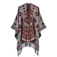 (130x150cm)(rhombus  white)Autumn and Winter geometry slit shawl ethnic style warm thick warm