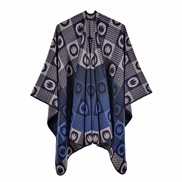 (C Navy blue)Korean style fashion Word slit shawl Autumn and Winter fashion Jacquard imitate sheep velvet warm scarf
