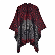 (130x150cm)(C black  red )Korean style fashion Word slit shawl Autumn and Winter fashion Jacquard imitate sheep velvet 