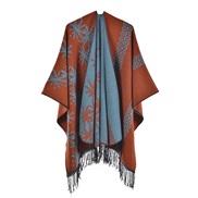 (orange)Autumn and Winter lady shawl Double surface tassel big thick slit fashion warm knitting scarf