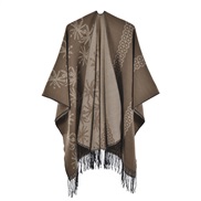 (130x150cm)( khaki)Autumn and Winter lady shawl Double surface tassel big thick slit fashion warm knitting scarf