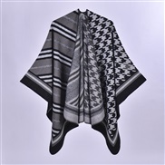 (130x150cm)( houndstooth Black grey )scarf shawl Autumn and Winter lady retro houndstooth thick Jacquard imitate sheep 