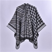 (130x150cm)( houndstooth gray  while )scarf shawl Autumn and Winter lady retro houndstooth thick Jacquard imitate sheep