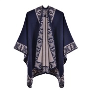 (130x150cm)( frame  Navy blue)lady slit shawl Autumn and Winter ethnic style imitate sheep velvet thick warm wind scarf