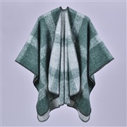 (128x150cm710G)( green) lady shawl Autumn and Winter brief grid imitate sheep velvet slit thick warm Coat