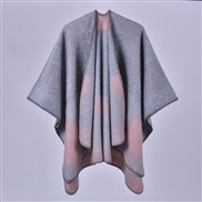 (128x150cm710G)( gray  pink) lady shawl Autumn and Winter brief grid imitate sheep velvet slit thick warm Coat