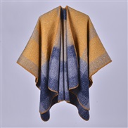 (128x150cm710G)( yellow) lady shawl Autumn and Winter brief grid imitate sheep velvet slit thick warm Coat