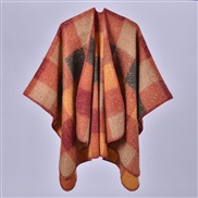 (128x150cm710G)(orange) lady shawl Autumn and Winter brief grid imitate sheep velvet slit thick warm Coat