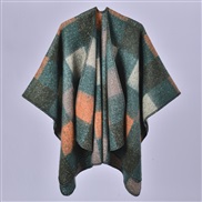 (128x150cm710G)( green) lady shawl Autumn and Winter brief grid imitate sheep velvet slit thick warm Coat