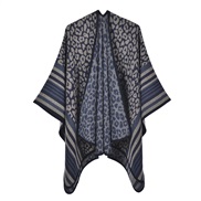 (130x150cm)( stripe leopard print Navy blue)occidental style classic leopard big shawl Autumn and Winter woman thick wa