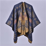 ( Navy blue)thick ethnic style lady shawl occidental style Autumn and Winter thick warm imitate sheep velvet Jacquard