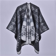 (128x150cm710G)(black and white)thick ethnic style lady shawl occidental style Autumn and Winter thick warm imitate she