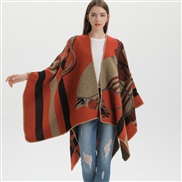 (orange)lady shawl occidental style fashion thick imitate sheep velvet slit style