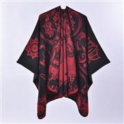 (130x150cm)( black  red )scarf shawl new Autumn and Winter lady retro elephant lotus pattern shawl Coat