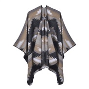 (rhombus  black  khaki) big shawl occidental style ethnic style fashion slit Jacquard wind Autumn and Winter thick Jacq