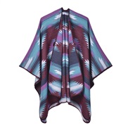 (130x150cm)(rhombus  blue  purple ) big shawl occidental style ethnic style fashion slit Jacquard wind Autumn and Winte
