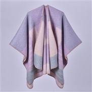( stripe Lilac colour)Double surface thick lady shawl occidental style classic grid Jacquard imitate sheep velvet slit 