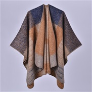 (128x150cm710G)( stripe khaki)Double surface thick lady shawl occidental style classic grid Jacquard imitate sheep velv
