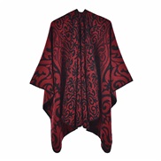 (130x150cm)( black  red )lady shawl retro Jacquard warm slit shawl