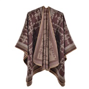 (130*150CM)( Brown)lady shawl retro       grid imitate sheep velvet slit shawlWsh