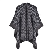 (130*150CM)(rhombus  Black grey )lady shawl retro               grid imitate sheep velvet slit shawlWsh