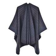 (130*150CM)(rhombus  Navy blue)lady shawl retro                 grid imitate sheep velvet slit shawlWsh