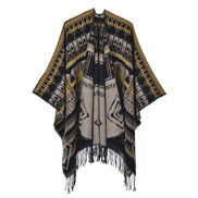 (130x150cm)(rhombus  Yellow and green)Bohemia big shawl occidental style fashion thick imitate sheep velvet two scarf