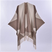 (130x150cm)( Brown)four Double surface tassel shawl occidental style brief geometry imitate sheep velvet two woman wind