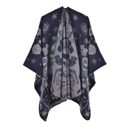 (130x150cm)( Navy blue) shawl four lady imitate sheep velvet slit knitting Coat