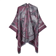 (130x150cm)( Red wine) wind Double surface tassel slit shawl four brief warm cardigan