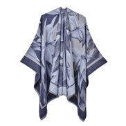 (130x150cm)( blue ) wind Double surface tassel slit shawl four brief warm cardigan
