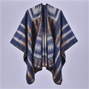 ( Navy blue) new Autumn and Winter thick warm slit shawl retro imitate sheep velvet Double surface shawl