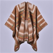 (128x150cm710G)( camel) new Autumn and Winter thick warm slit shawl retro imitate sheep velvet Double surface shawl