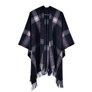 (130*150CM)( black)occidental style warm shawl lady spring slit tassel Stripe grid